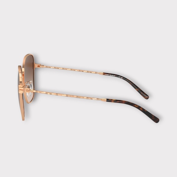 Women\'s Tory Burch Square Sunglasses in Rose Gold Frame & Light Brown Lens 57 mm main image 5